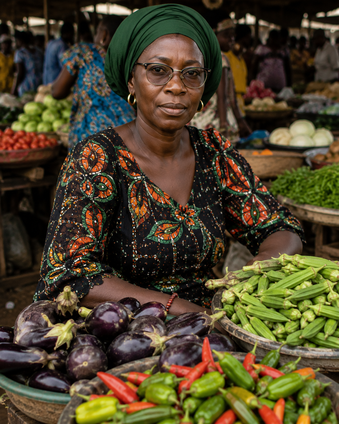 Vendeuse de piments et aubergines